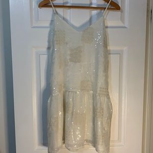 White sequin mini dress